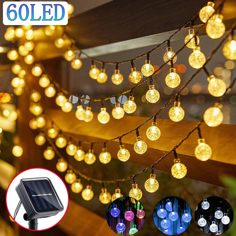 Solar Crystal Globe LED String Lights 60 LED